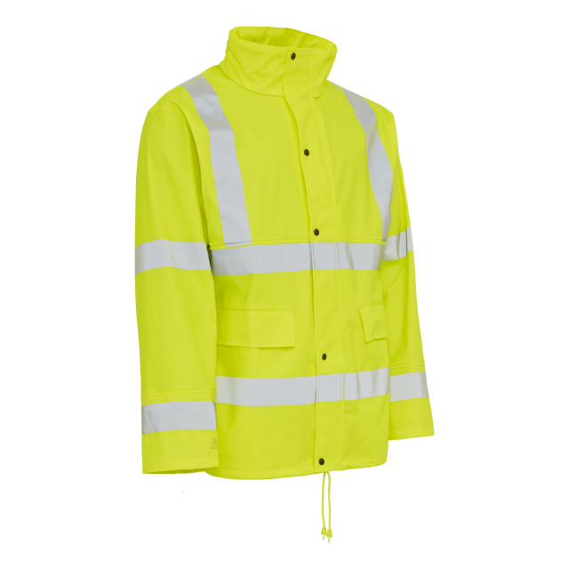 Dry Zone Visible PU Regnjakke Hi-Vis med refleksstriber